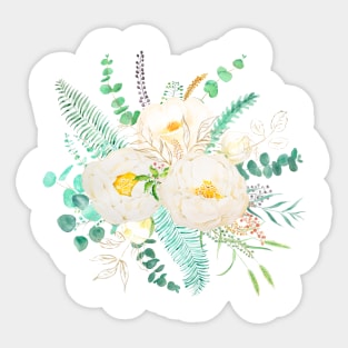 white peony flower arrangement Sticker